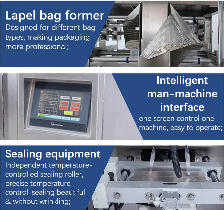 Bag former, control panel and sealing of fully automatic powder packing machine